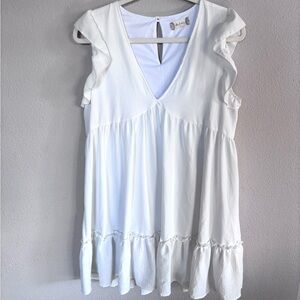 Altar’d State White Ruffled V-Neck Dress